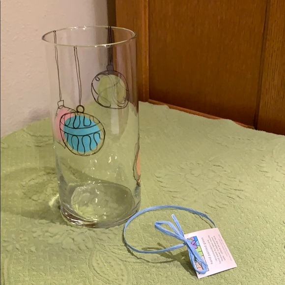 NWT Hand Painted Glass Christmas Ornament Vase - Picture 5 of 5
